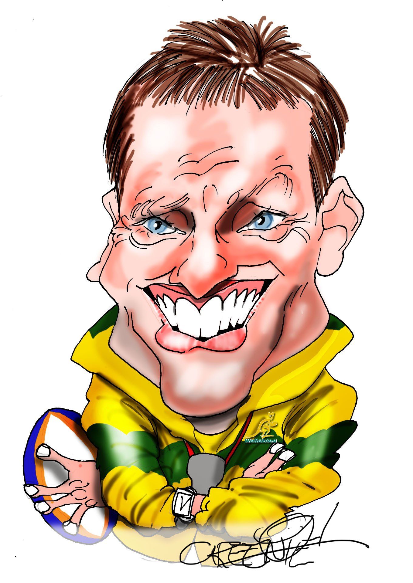 Robbie Deans caricature Australian Rugby union by caricature artist Robbie Deans.