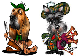 Pet portraits - Full Body with a Theme :: David Green Caricatures