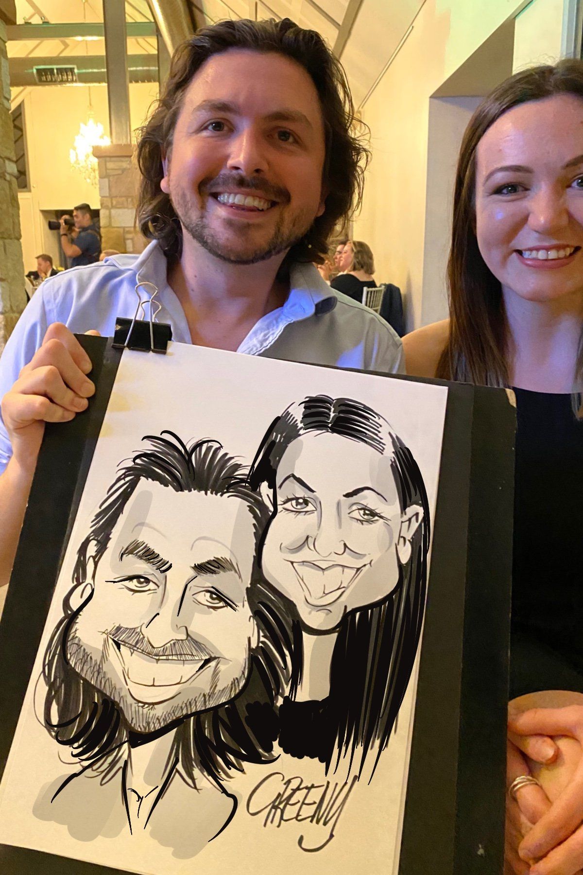 Caricature hire artist cartoonist for events.