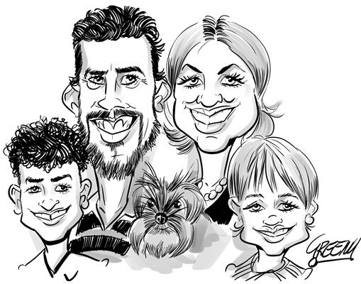 Family caricatures create your own family portrait in cartoon.