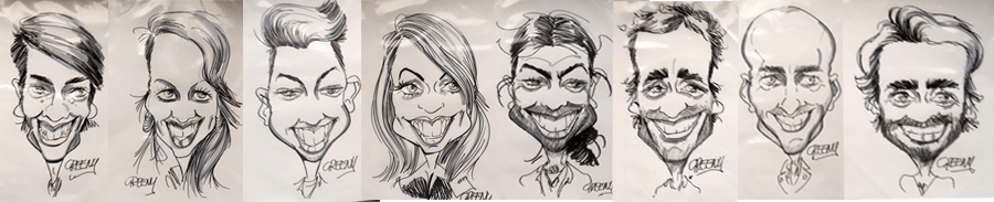 Digital caricatures for live events by David Green caricature hire artist
