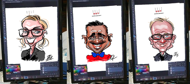 Digital live caricatures drawn on the ipad pro by david green
