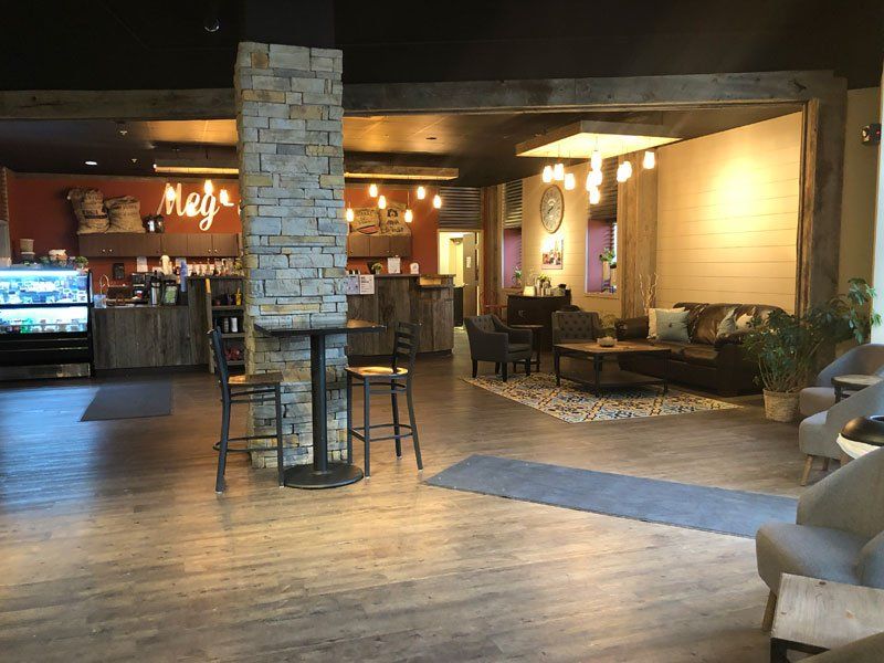 Well lit room of a coffee shop