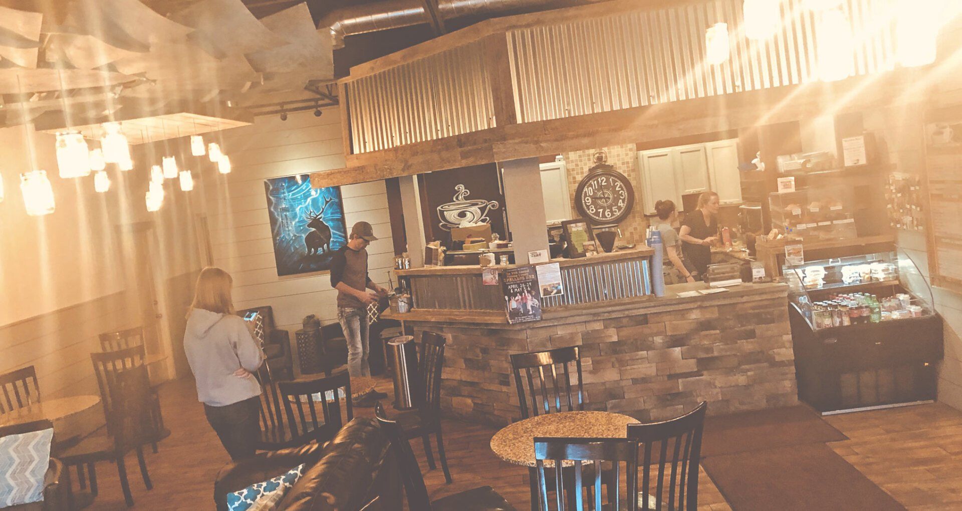 Coffee shop employees preparing for work