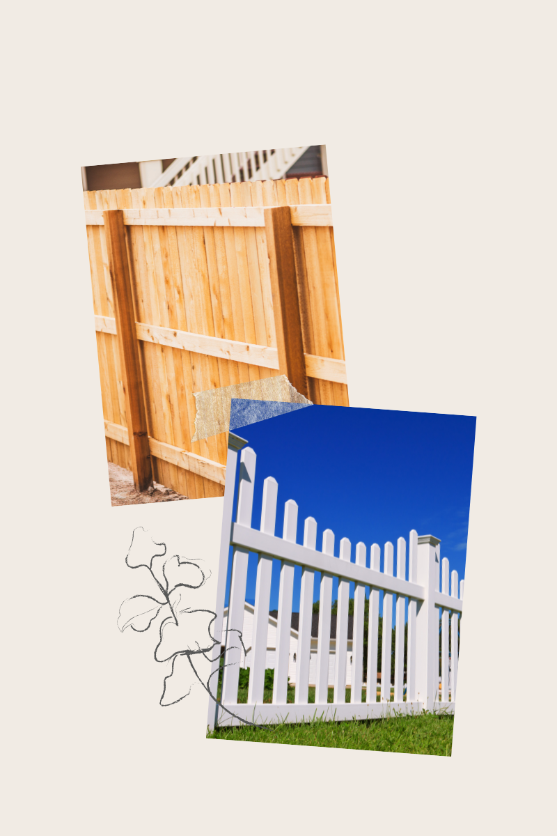 White picket fence and wood