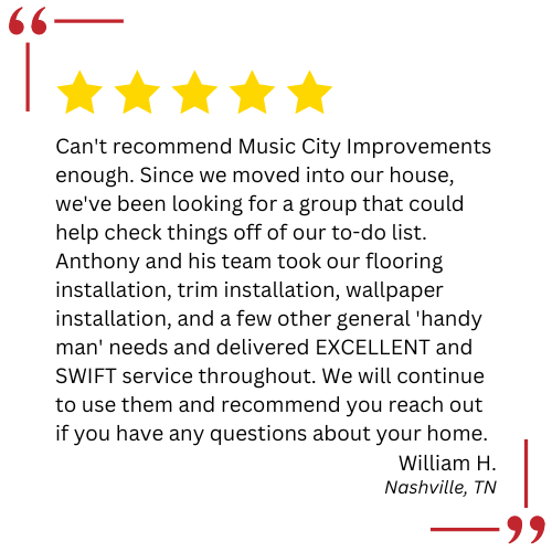 A review of music city improvements from william h. in nashville , tn.