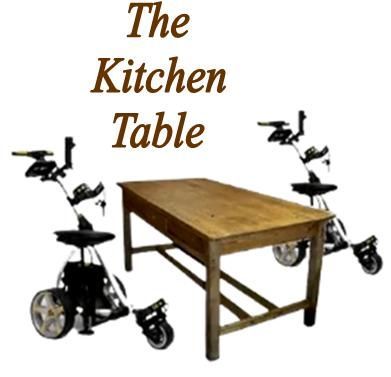 A sign that says the kitchen table on it