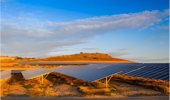 A Row of Solar Panels in the Desert With a Mountain in the Background — Solarblu Pty Ltd in Kangaroo Valley, NSW