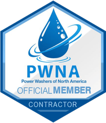 PWNA official member contractor badge with blue water droplet logo