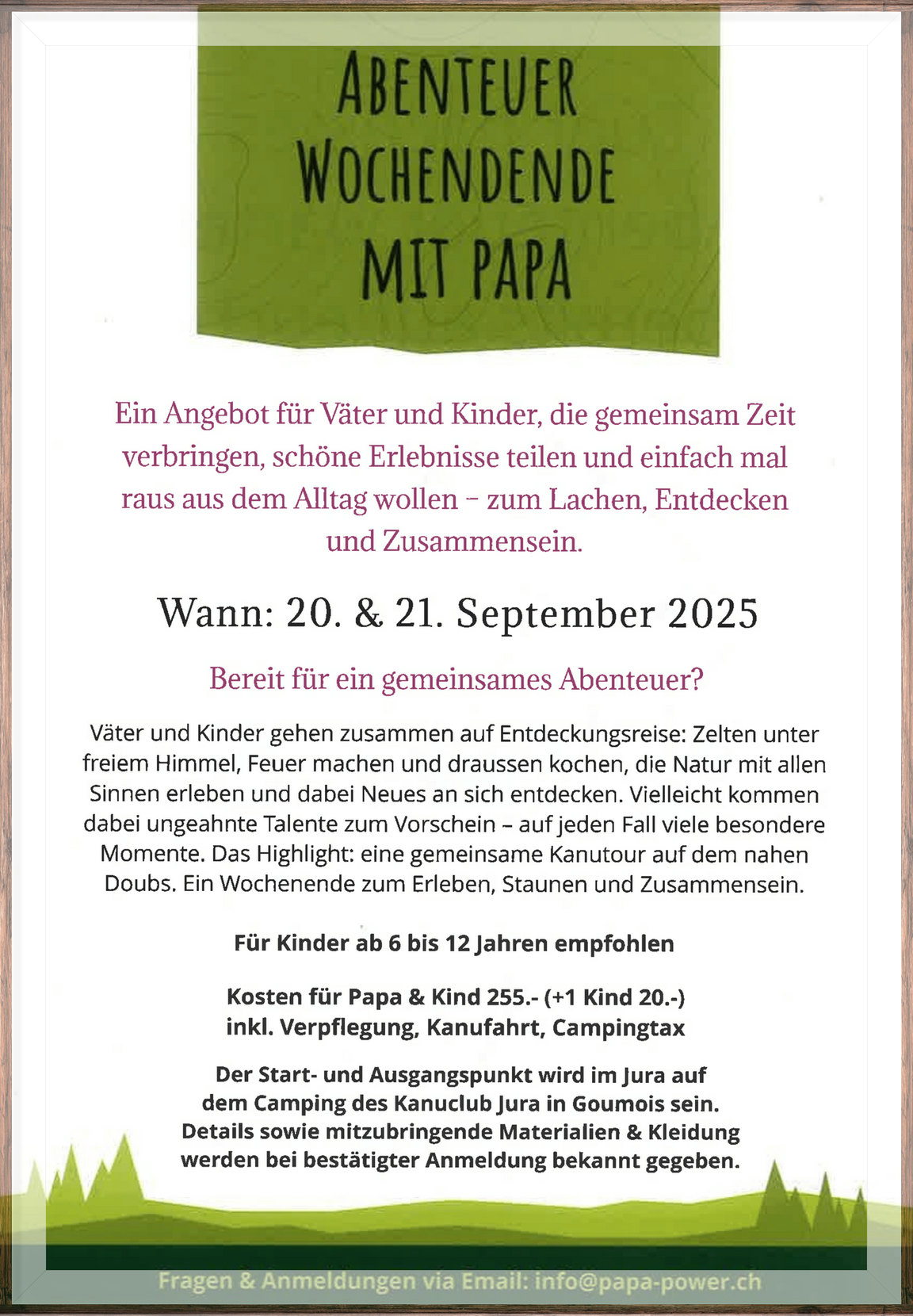 Event Kanu Doubs Camping Vater Kind