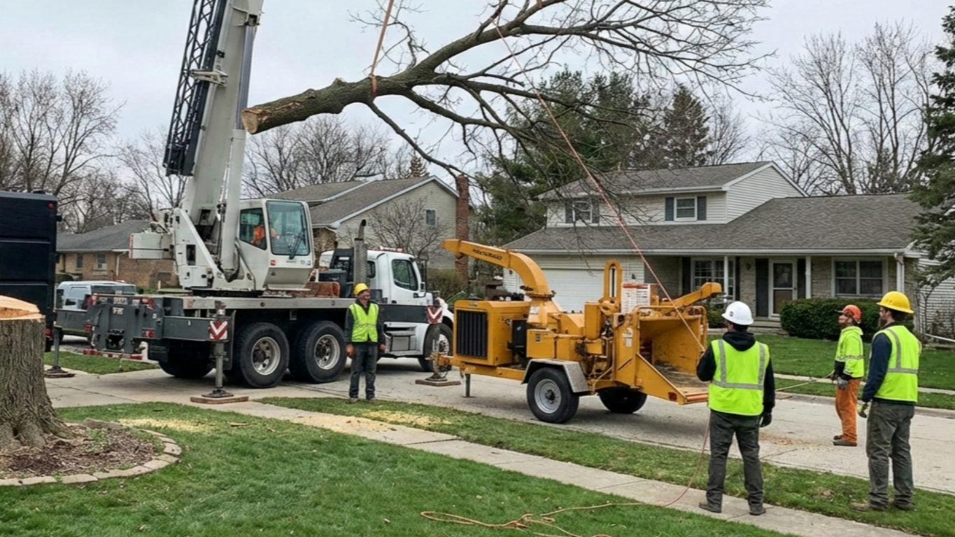 Crane assisted tree removal service in goodyear, az