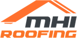 Mhi roofing logo with orange roofline and bold black and orange text