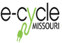 The logo for e-cycle missouri is green and black with a green plug.