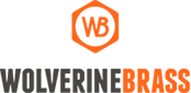 Wolverine Brass logo with orange WB hexagon above black and orange wordmark