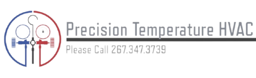 A logo for precision temperature hvac is shown on a white background.