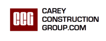 A red logo with white lines on a white background.