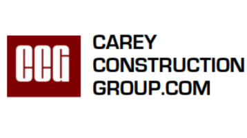 A red logo with white lines on a white background.