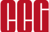 A red logo with white lines on a white background.