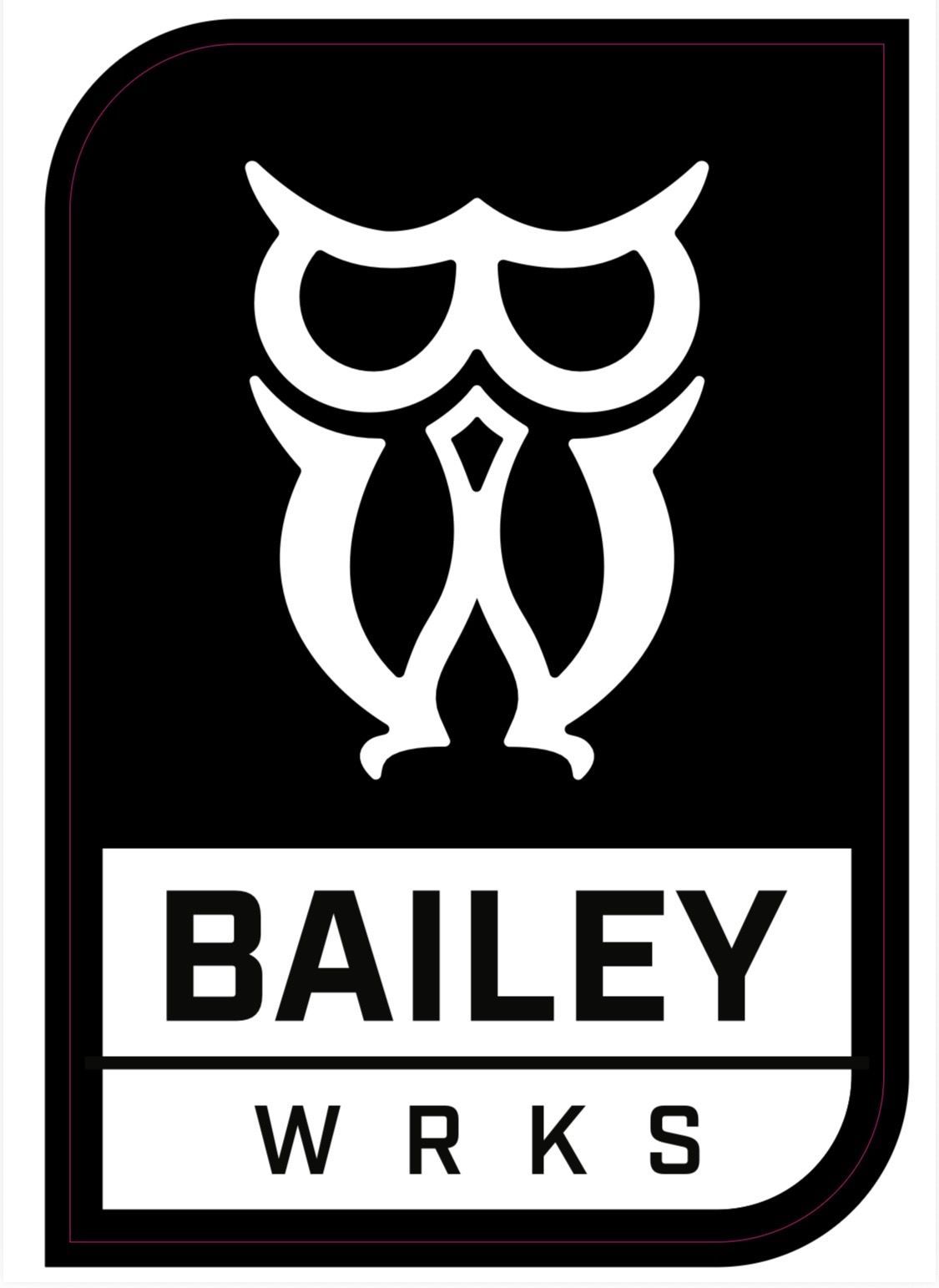 A black and white logo featuring an owl-shaped monogram