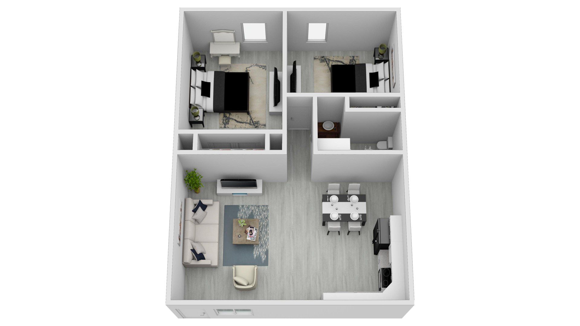 2 Bedroom / 1 Bath floor plan