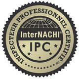 Gold and black InterNACHI Certified Professional Inspector seal with globe.