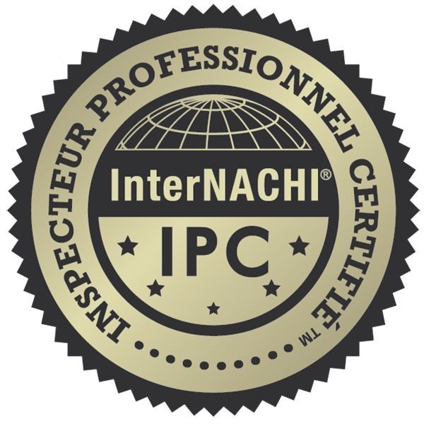 Gold and black InterNACHI Certified Professional Inspector seal with globe.