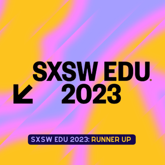 The logo for sxsw edu 2023 is on a colorful background.