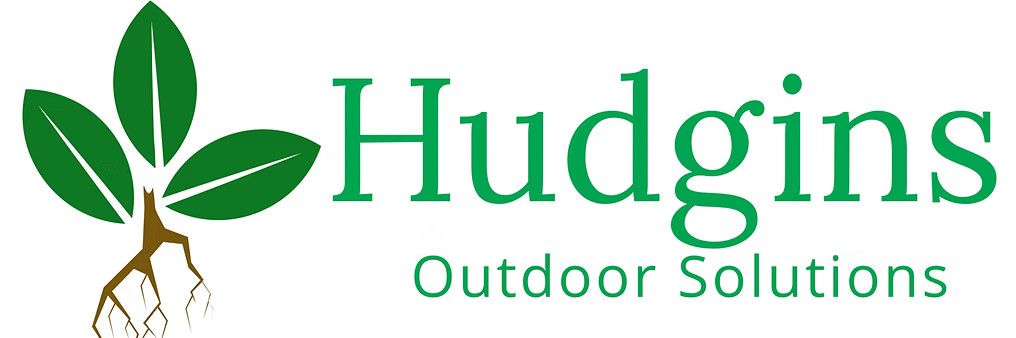 Hudgins Outdoor Solutions logo with green leaves and text.