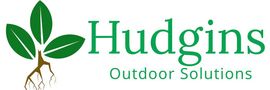 Hudgins Outdoor Solutions logo with green leaves and text.