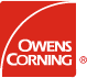 The logo for owens corning is a red square with white text.
