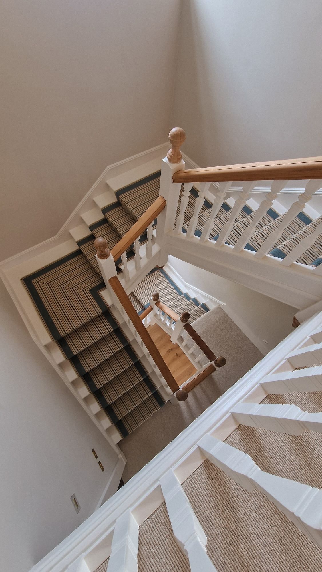 Striped Stair Runner, Fitted white stairs, South Hams