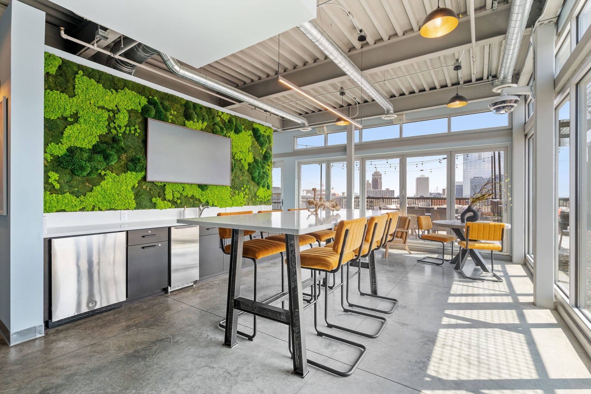 The community room is located on the rooftop level