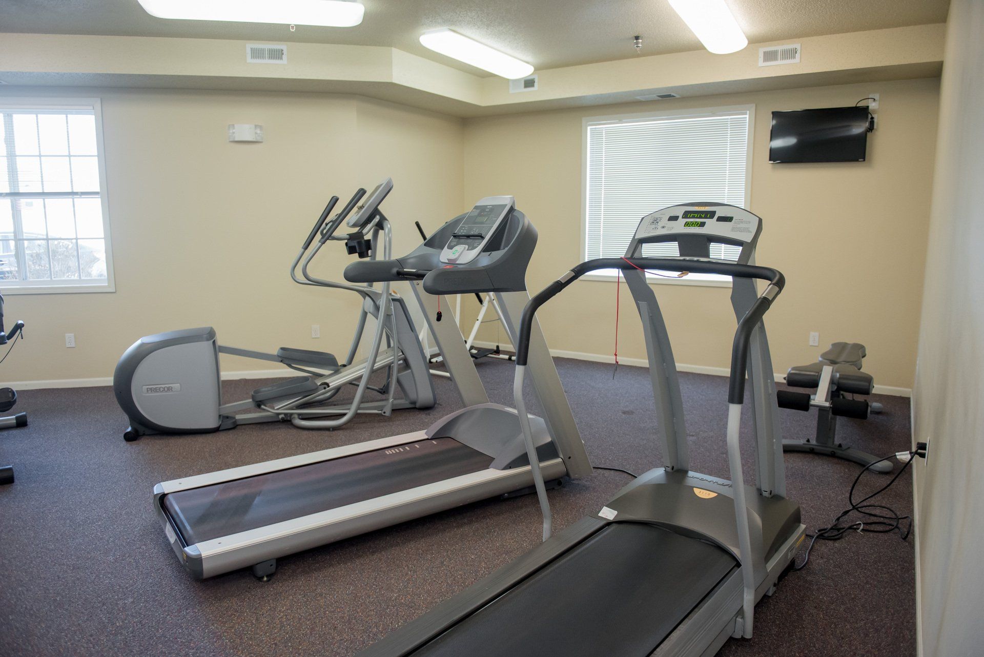 Fitness room with treadmills