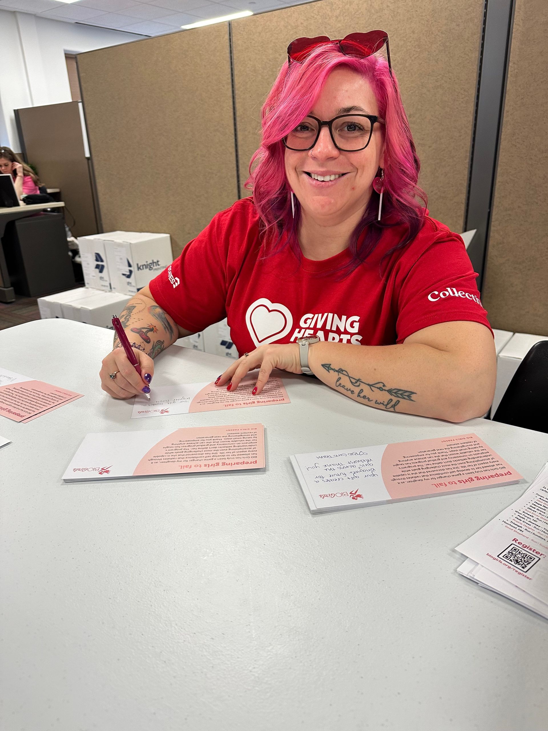 Kayla volunteering with BIO Girls