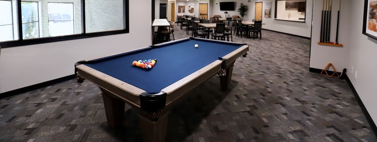 New Pool table in the Community Room at Dakota Park