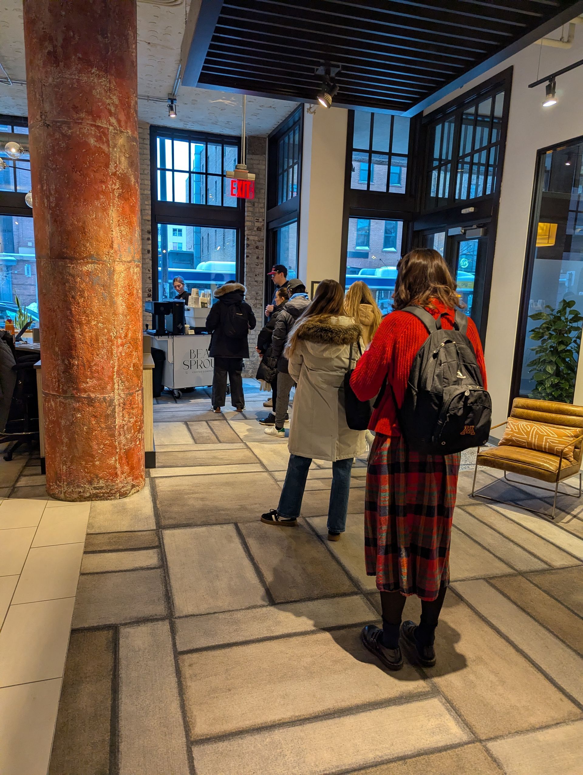 Residents of The Copham wait in line for coffee from Bean Sprout Coffee Co as part of Welcome Week