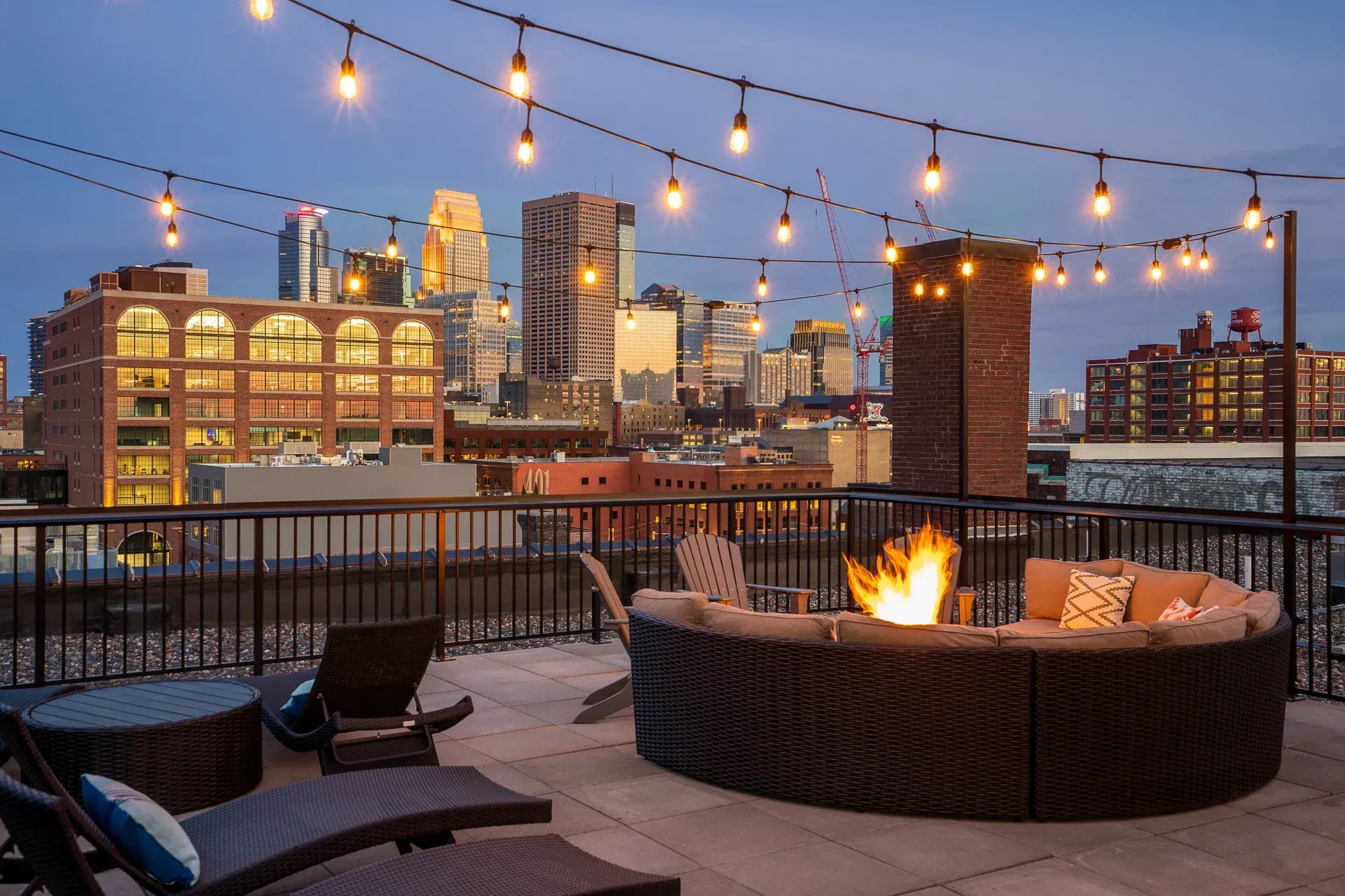 The Copham features a rooftop terrace with the best views of Downtown Minneapolis
