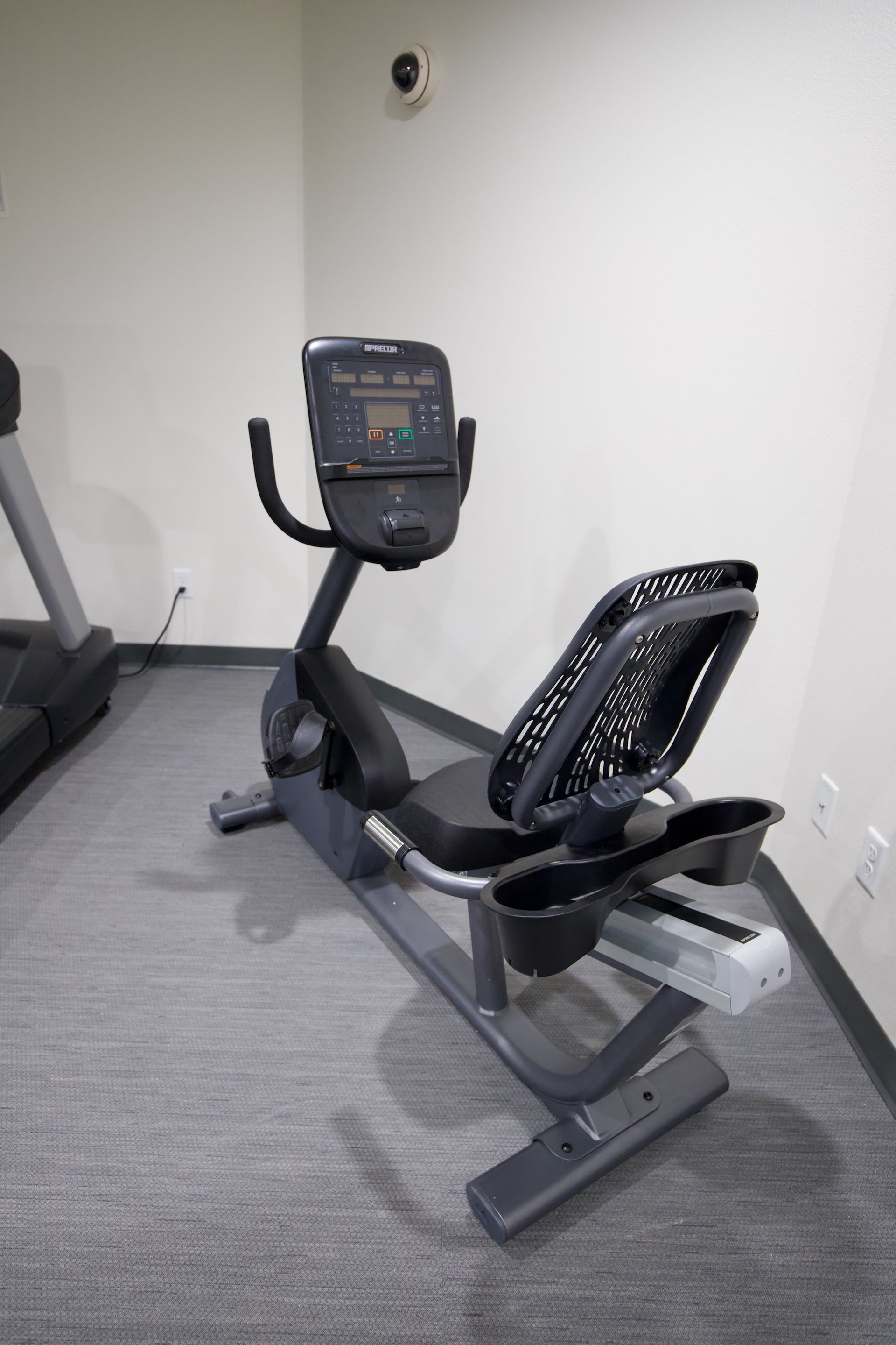 Recumbent exercise bike in the newly remodeled fitness center
