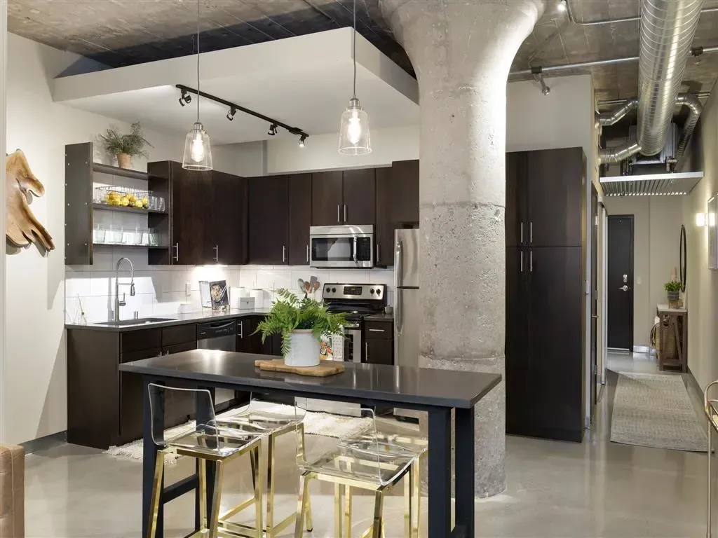 Modern kitchens blend seemlessly into the historic brick of The Copham