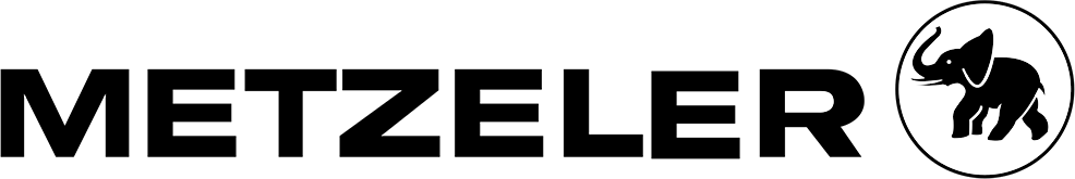 Il logo Metzeler presenta una scritta nera in grassetto e un'icona circolare raffigurante un elefante.