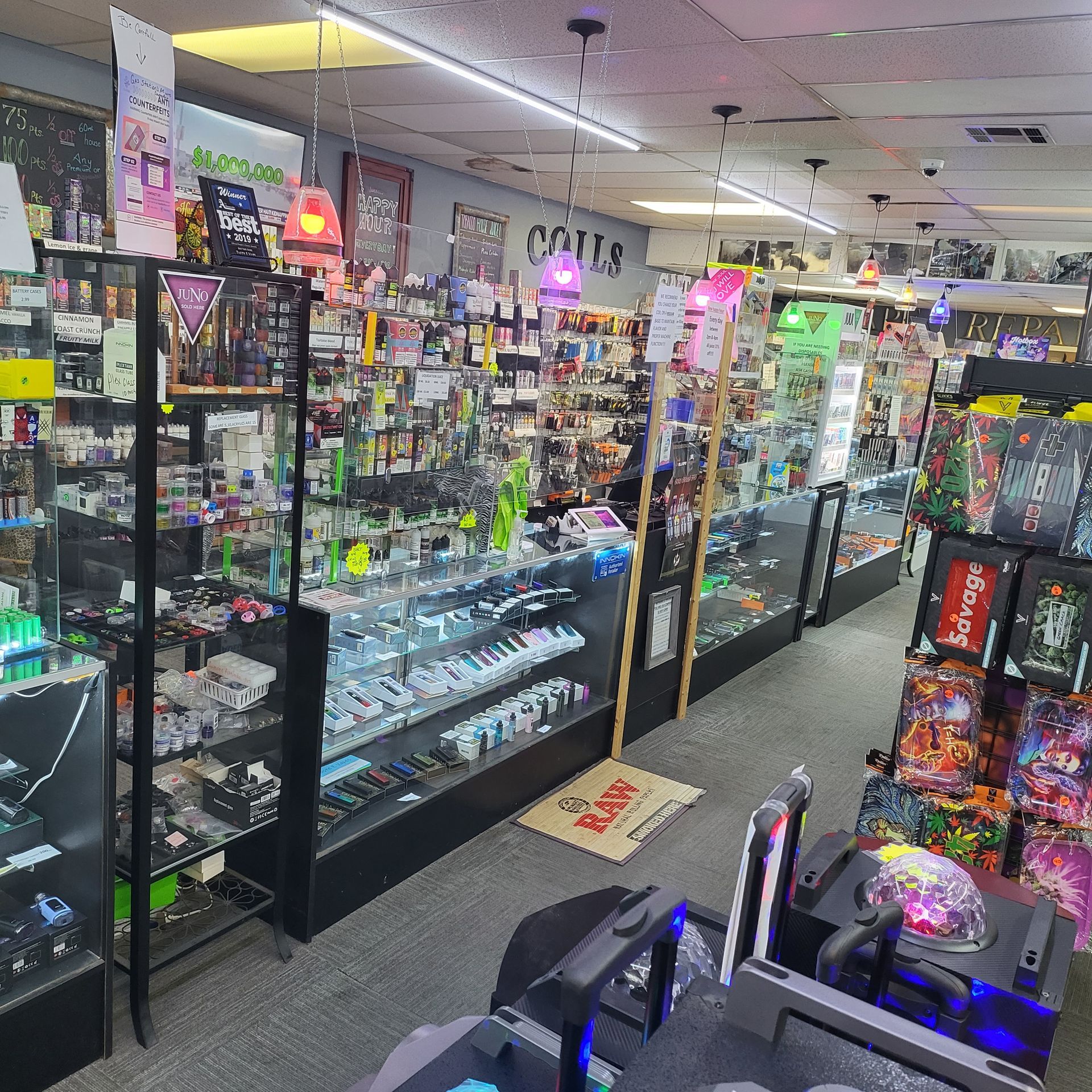 A store filled with lots of display cases and toys.