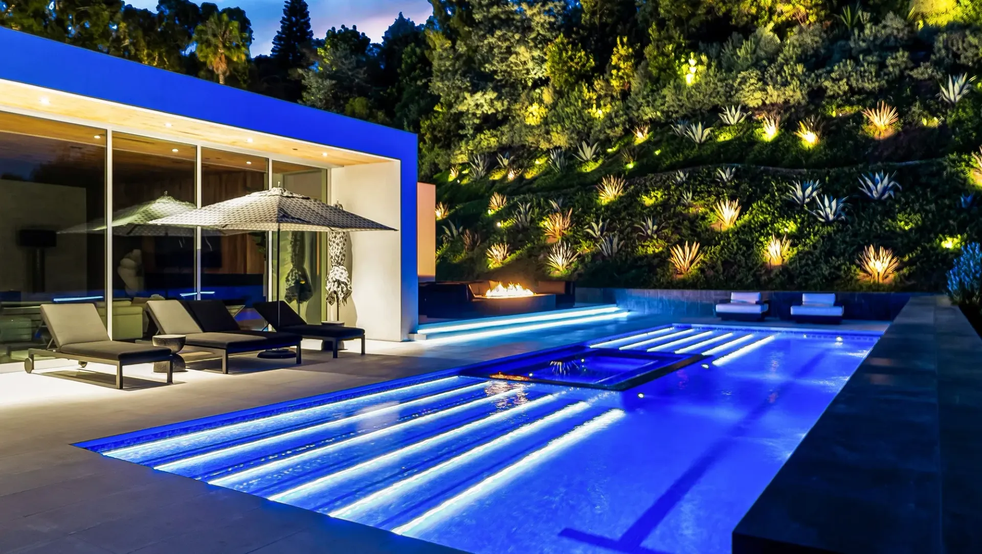 Custom pool and outdoor living space by Westmod. Location - Beverly Hills, CA