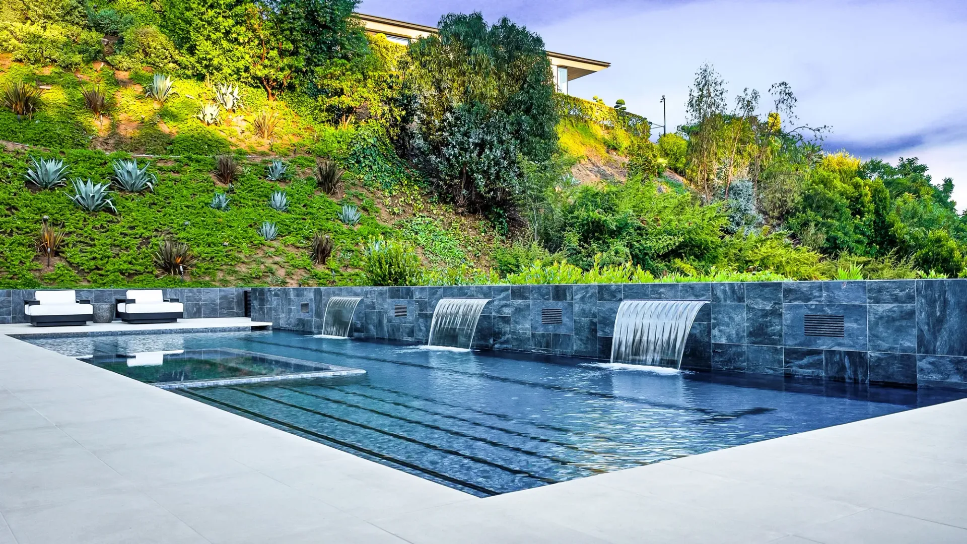 Custom pool and outdoor living space by Westmod. Location - Beverly Hills, CA