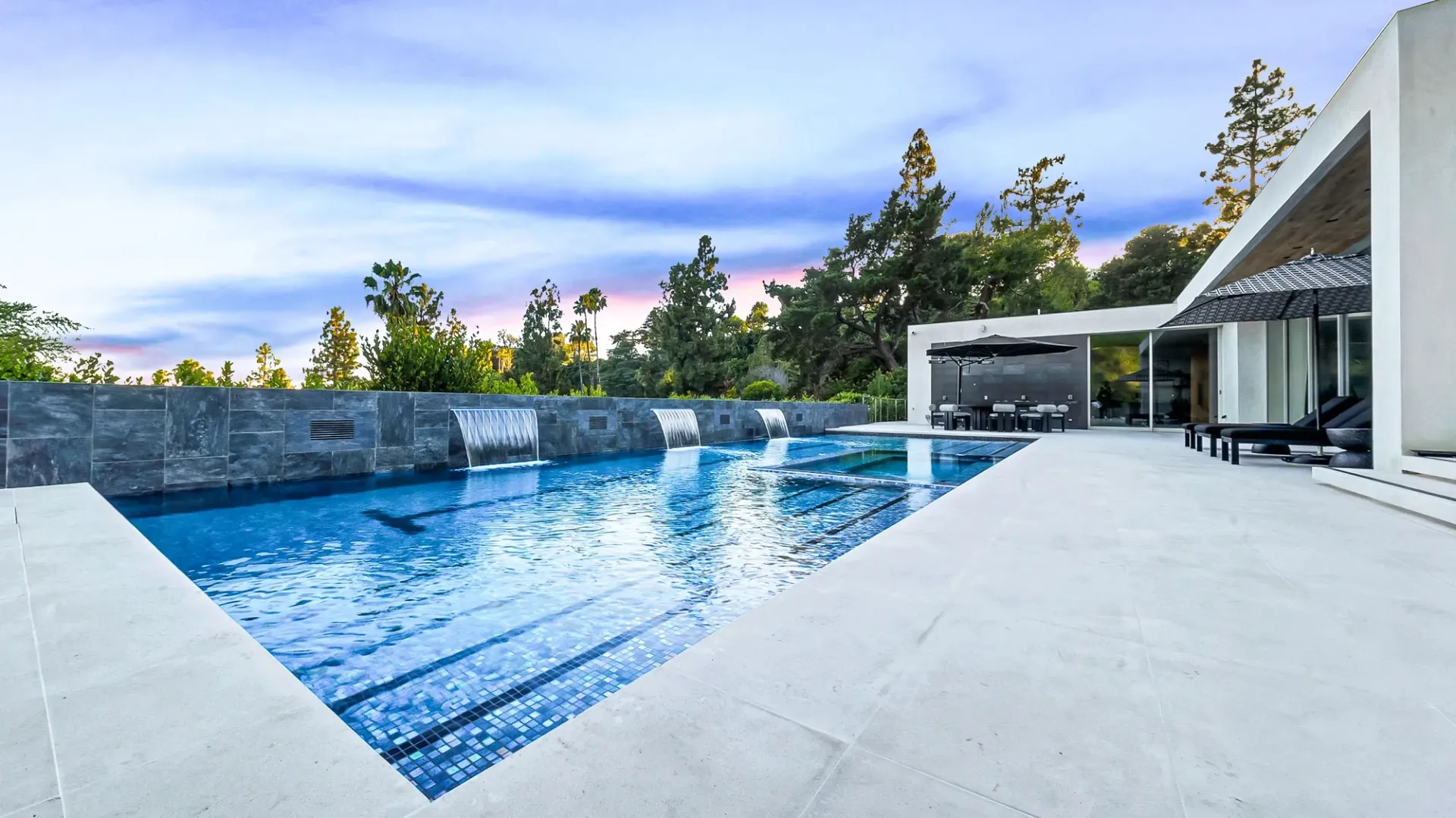 Custom pool and outdoor living space by Westmod. Location - Beverly Hills, CA