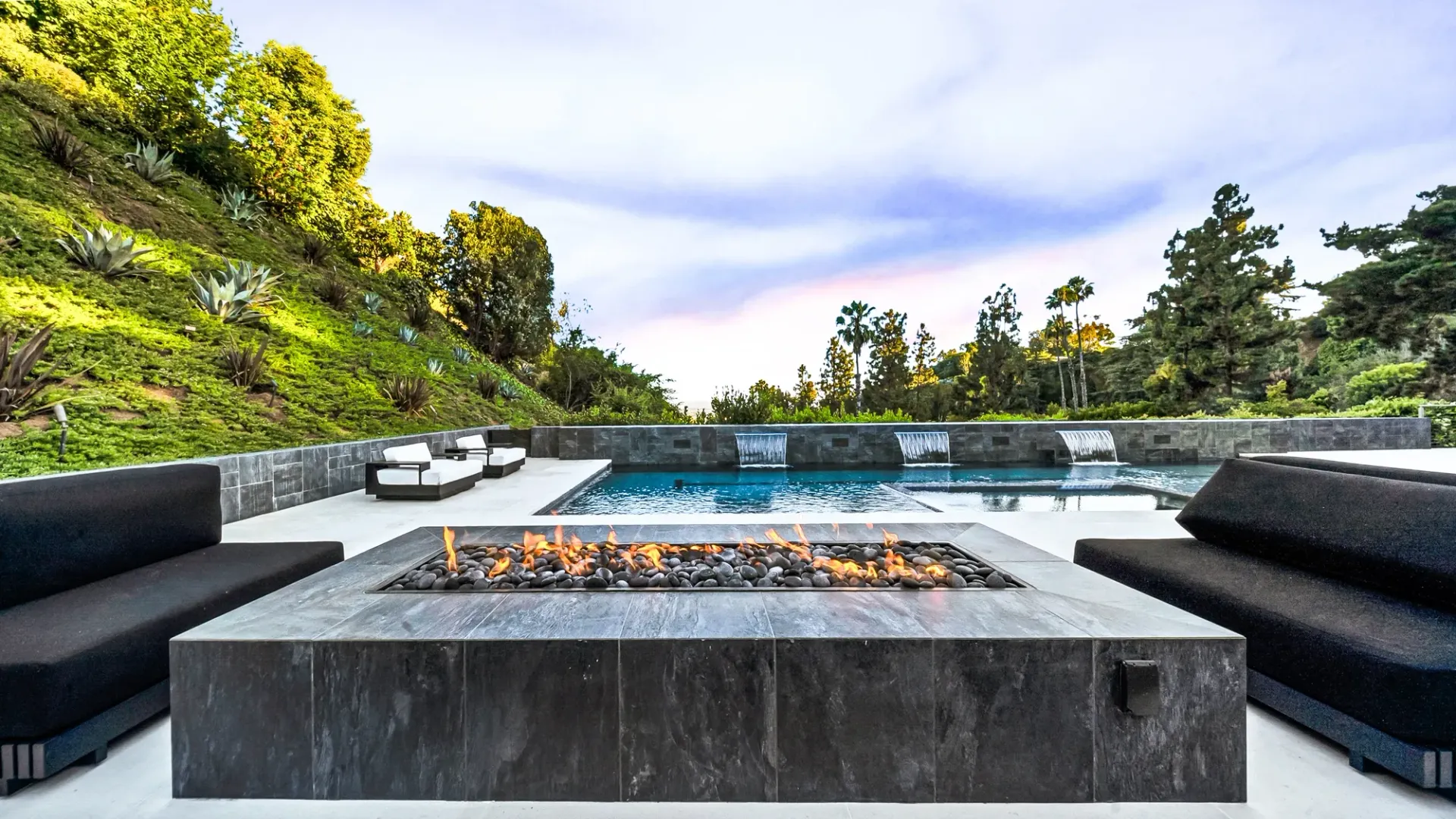 Custom pool and outdoor living space by Westmod. Location - Beverly Hills, CA