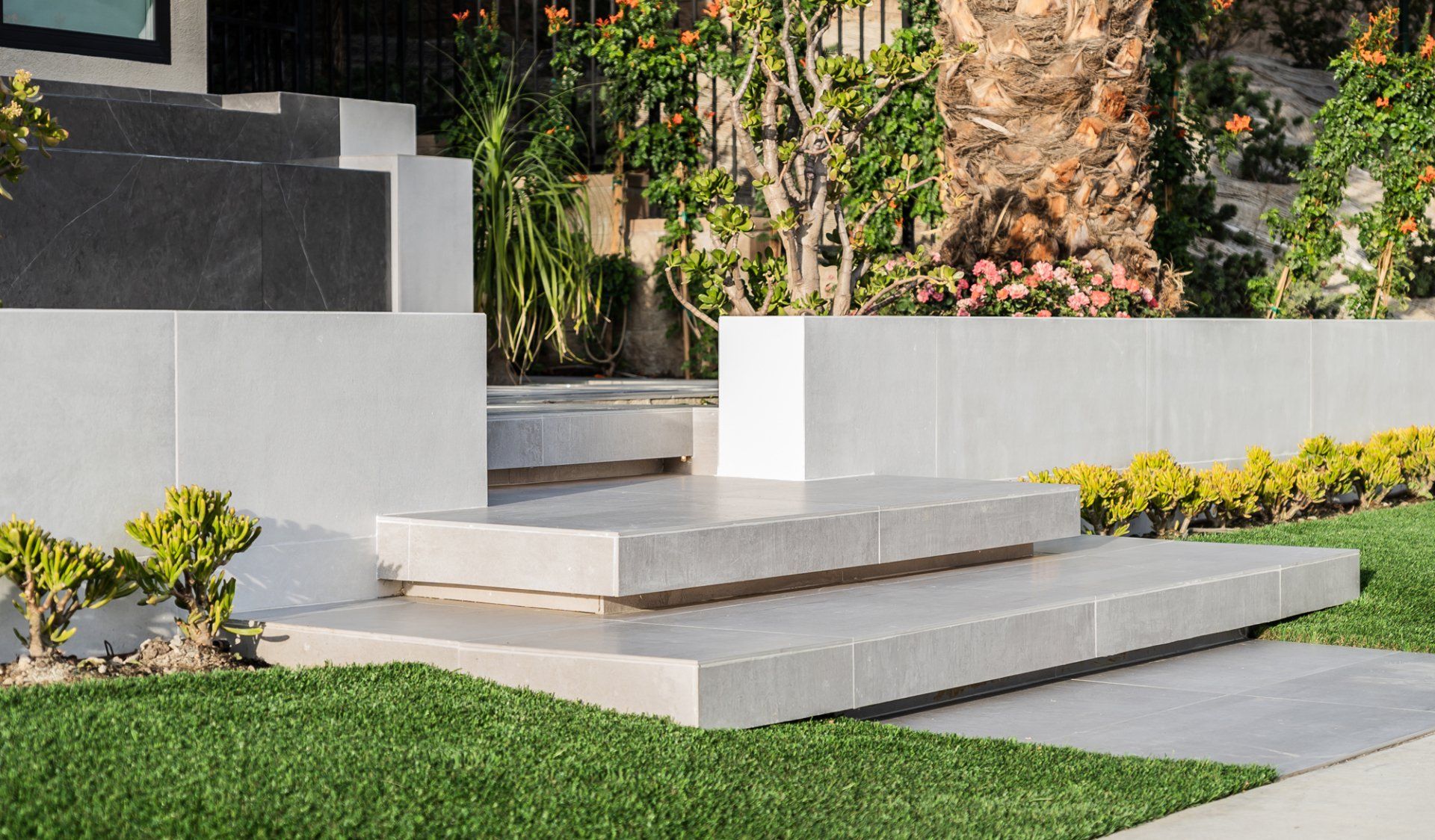 Luxury Front Yard and Entryway in Porter Ranch, CA.