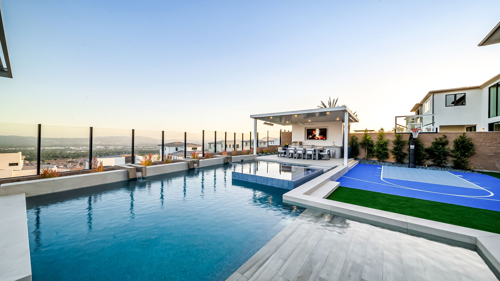 Luxury swimming pool design and construction by Westmod in Porter Ranch, CA.