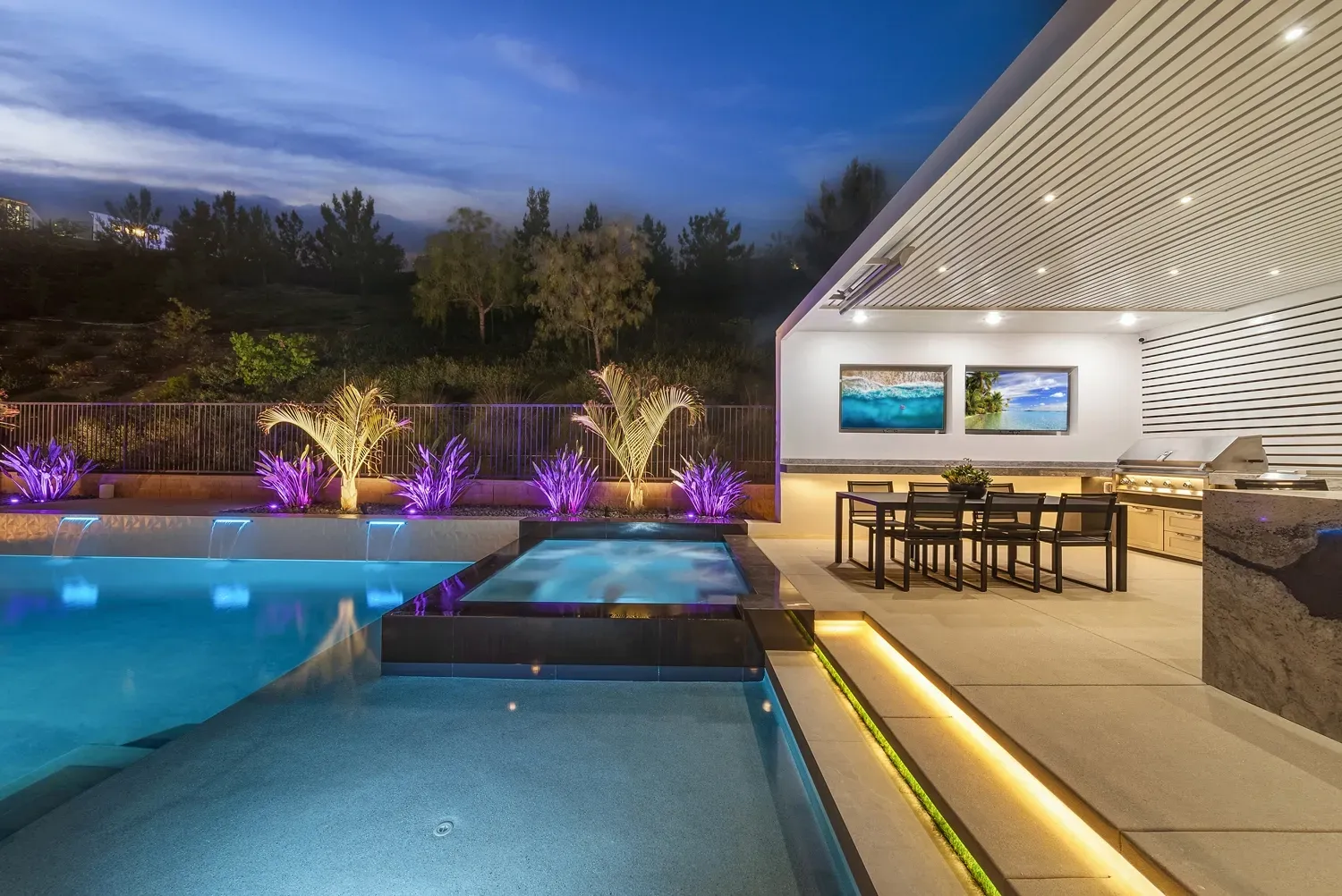 Modern and luxurious custom pool and outdoor living space by Westmod located in Los Angeles, CA.