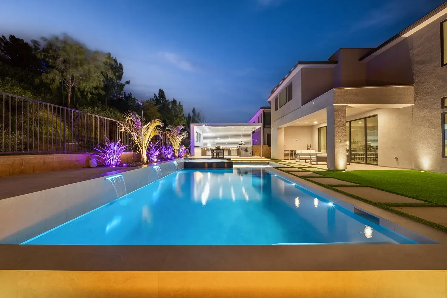 Modern and luxurious custom pool and outdoor living space by Westmod located in Los Angeles, CA.
