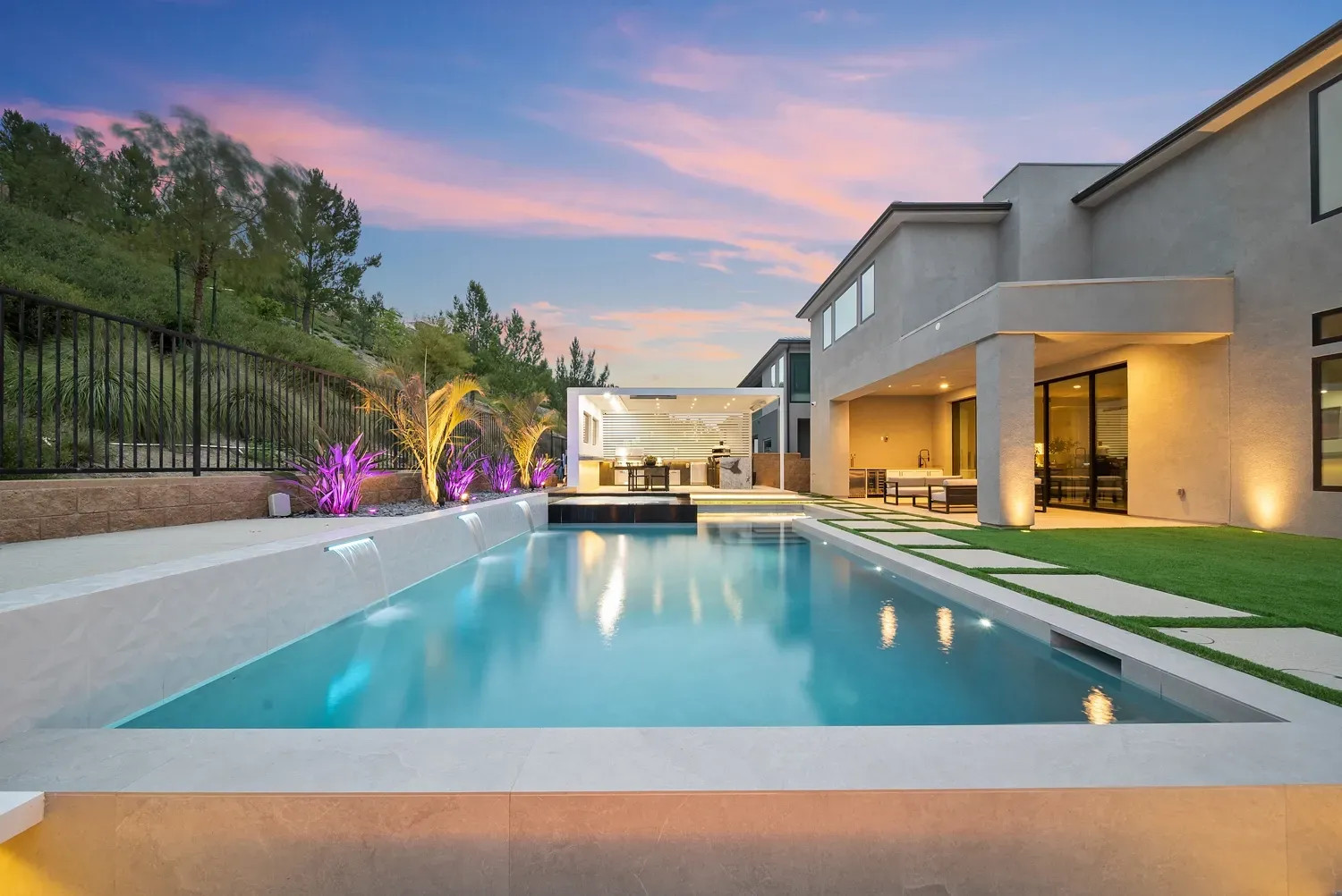Modern and luxurious custom pool and outdoor living space by Westmod located in Los Angeles, CA.